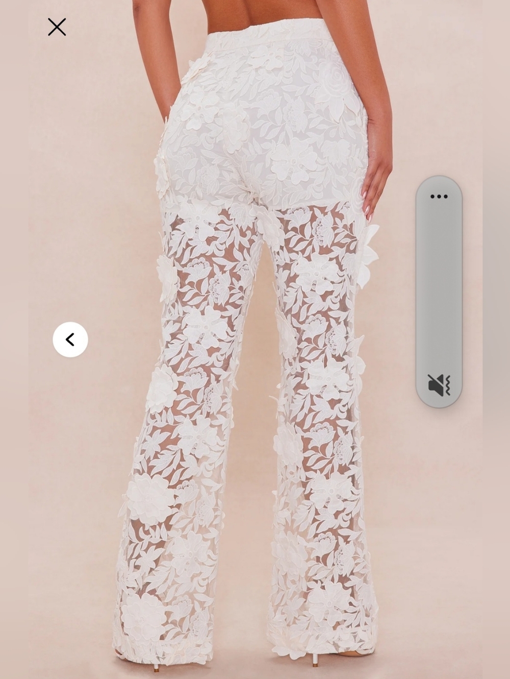 Fashion Nova Womens Luxe White Floral Lace Sheer Wide-Leg Pant - Picture 3 of 7